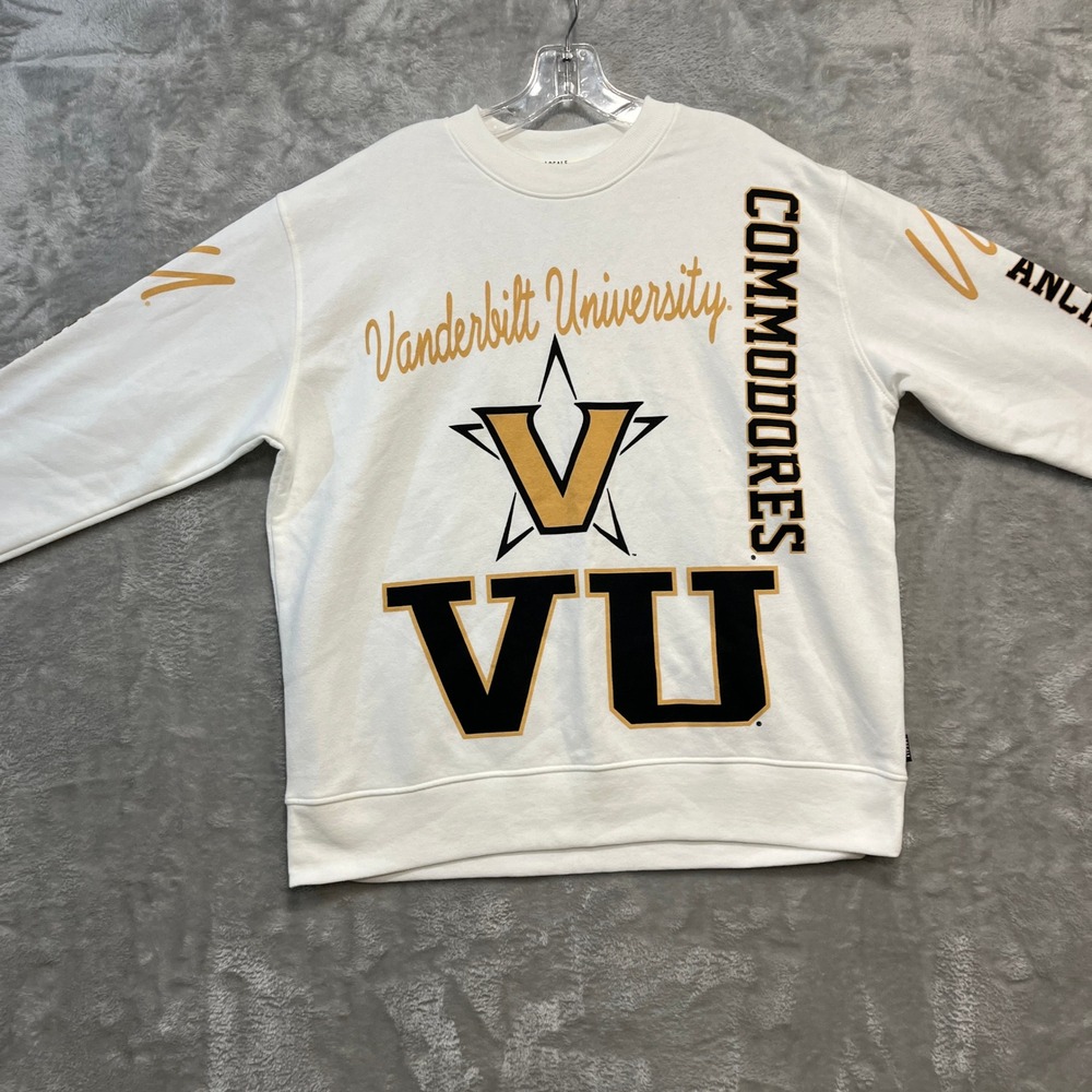 Vanderbilt University Commodores Sweatshirt Mens Medium White Anchor Down Locale - Picture 2 of 8